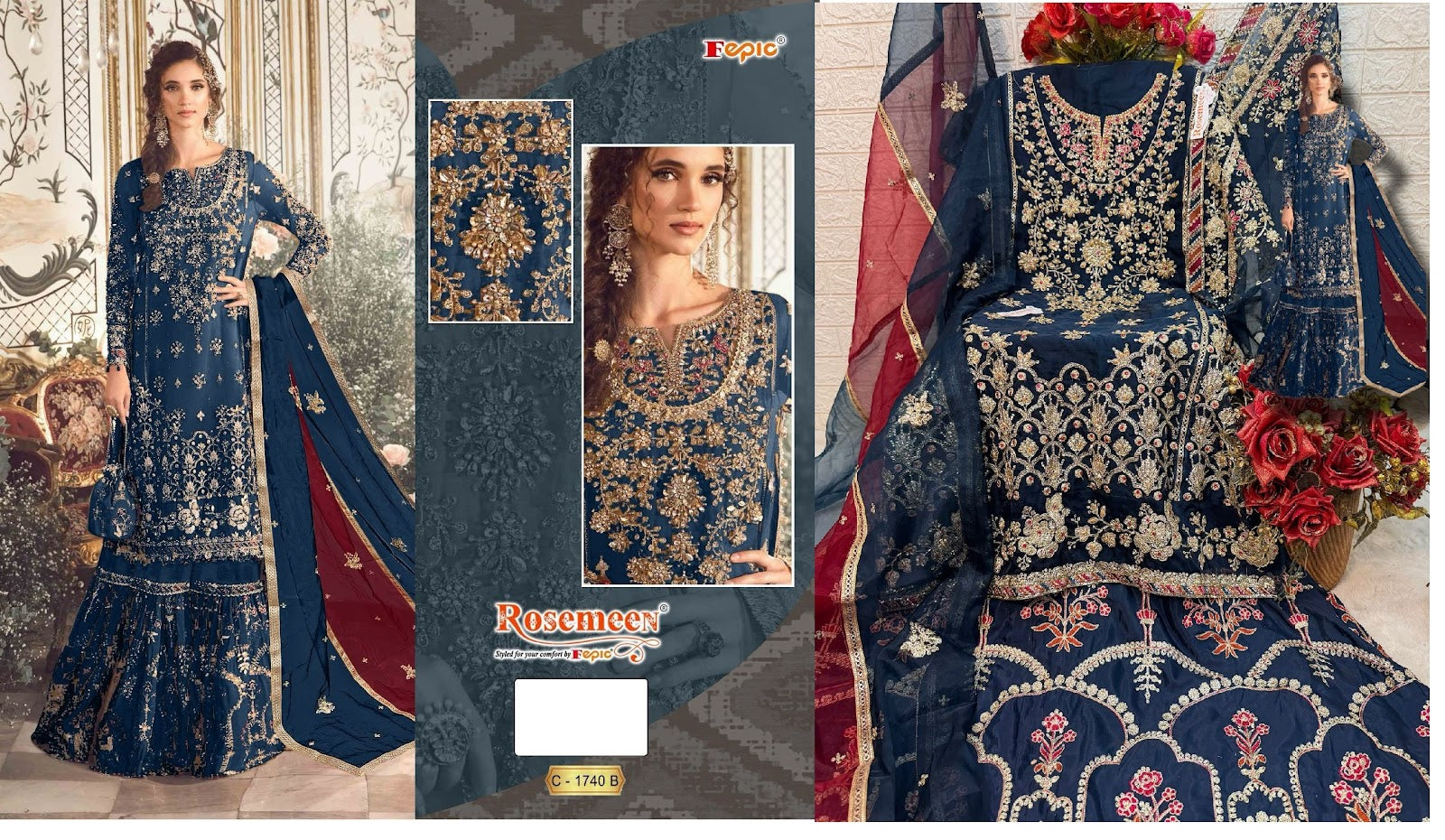 1740 Fepic Organza Pakistani Salwar Suits