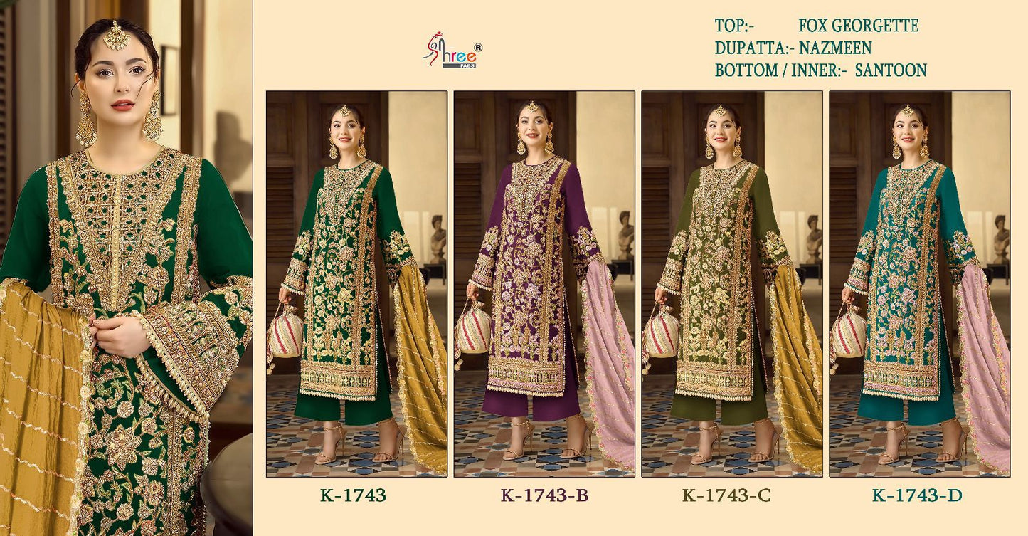 1743 Shree Fabs Fox Georgette Pakistani Salwar Suits