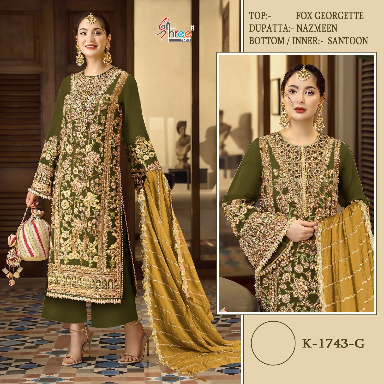 1743 Shree Fabs Fox Georgette Pakistani Salwar Suits