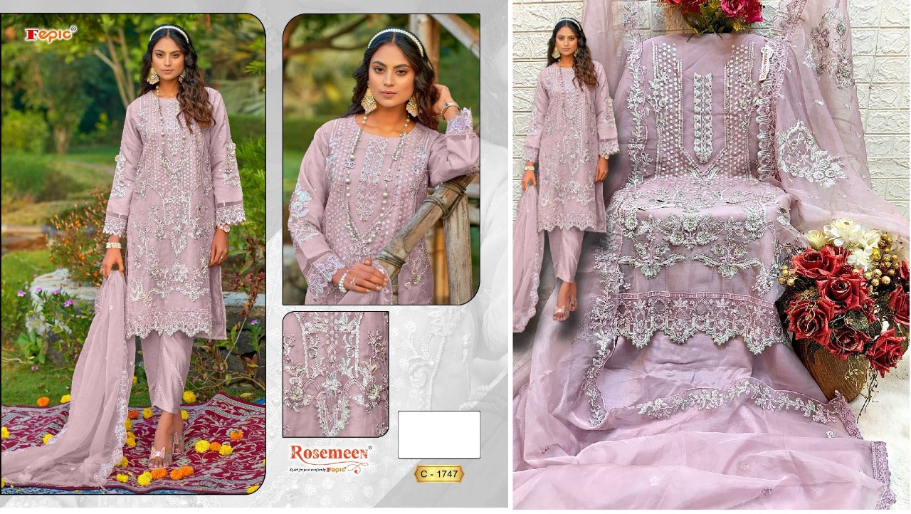 1747 Fepic Organza Pakistani Salwar Suits