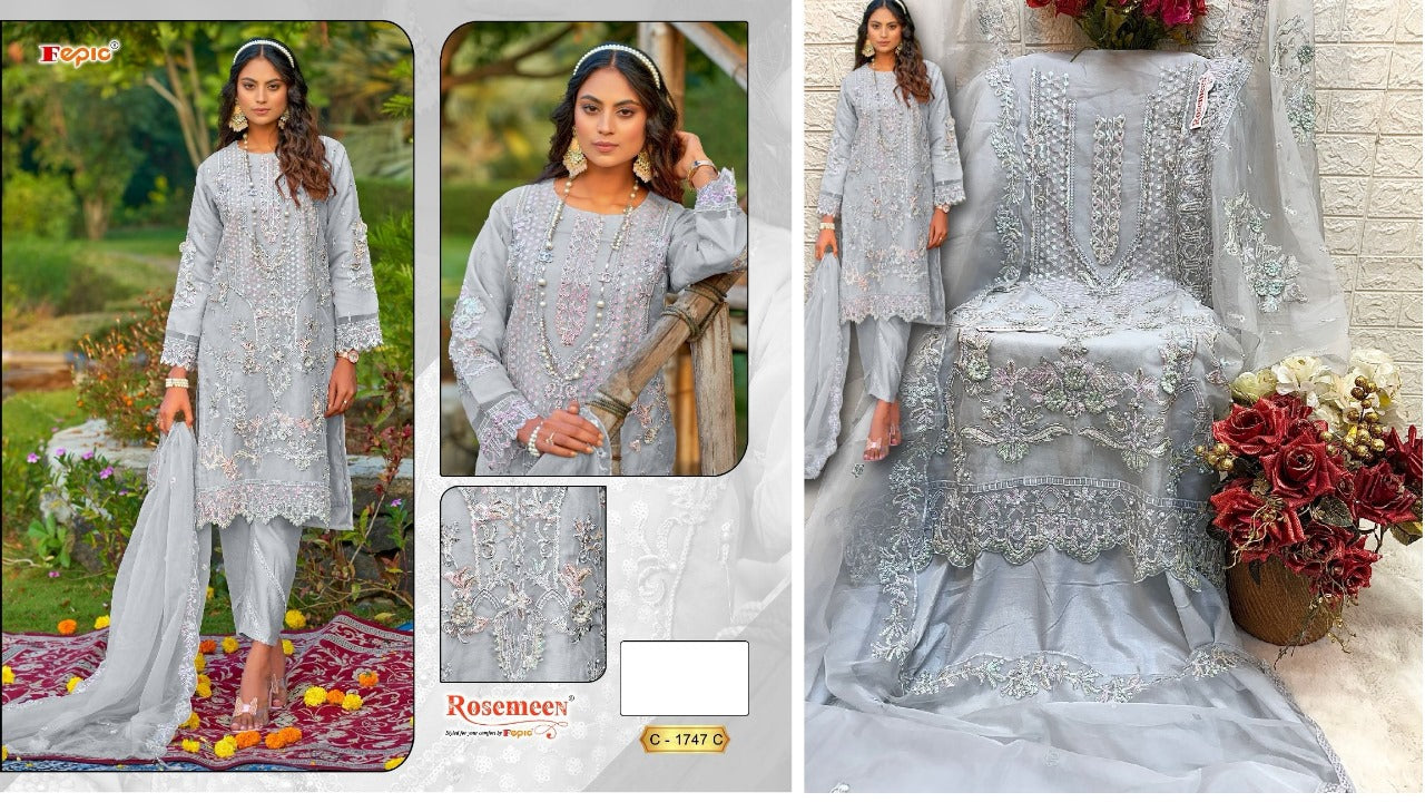 1747 Fepic Organza Pakistani Salwar Suits