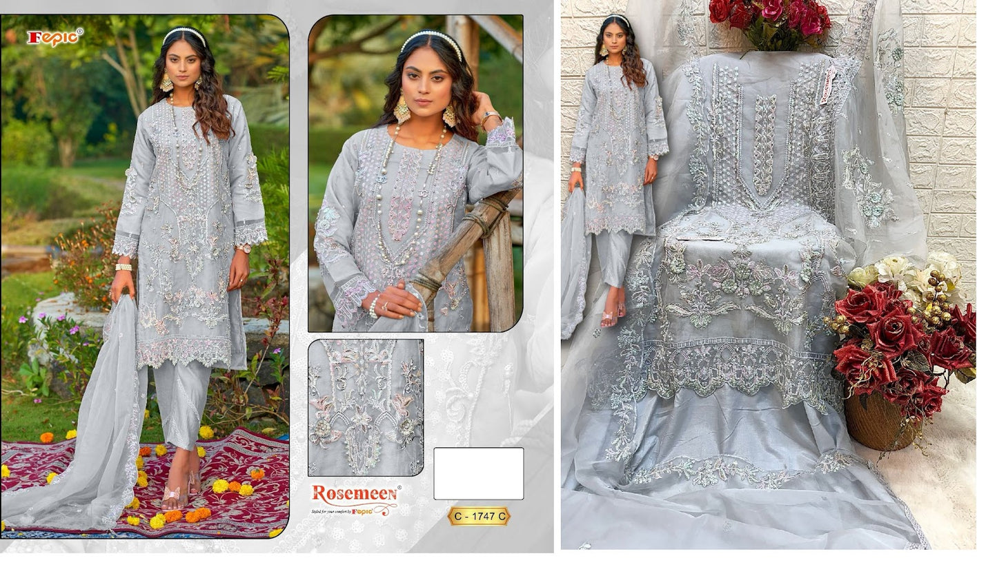 1747-Rosemeen Fepic Organza Pakistani Salwar Suits