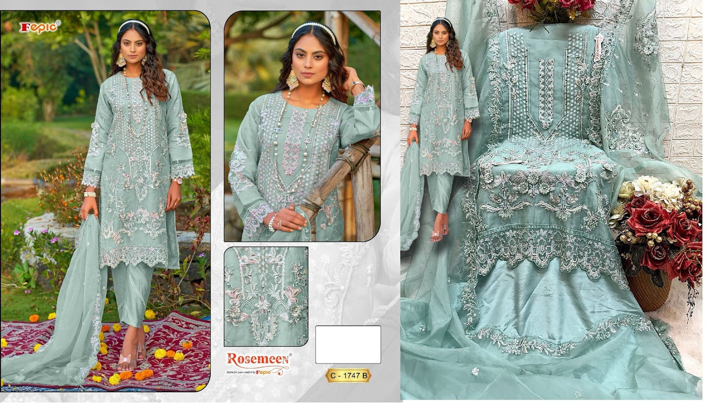 1747-Rosemeen Fepic Organza Pakistani Salwar Suits