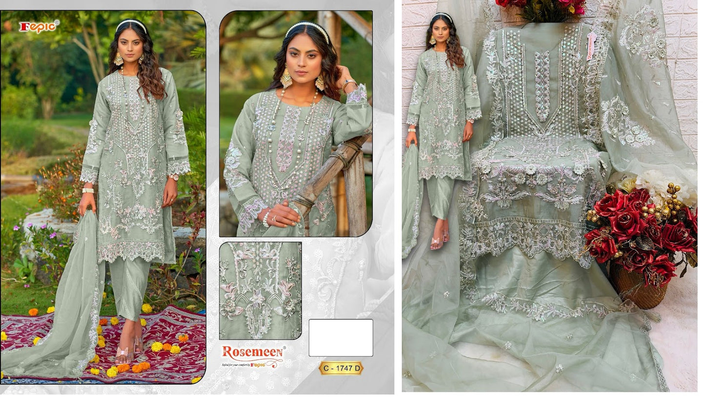 1747-Rosemeen Fepic Organza Pakistani Salwar Suits