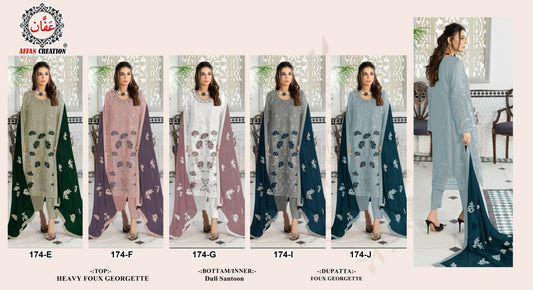 174 Affan Creation Fox Georgette Pakistani Salwar Suits