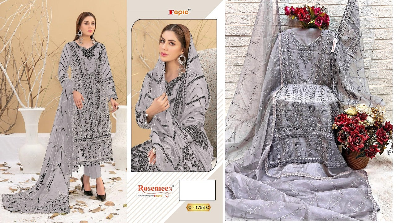 1753 Fepic Organza Pakistani Salwar Suits