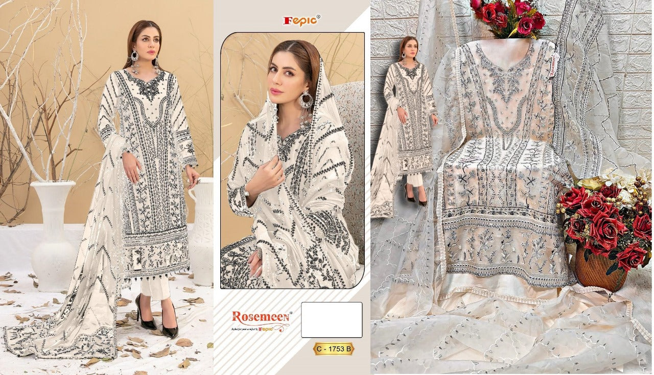 1753 Fepic Organza Pakistani Salwar Suits