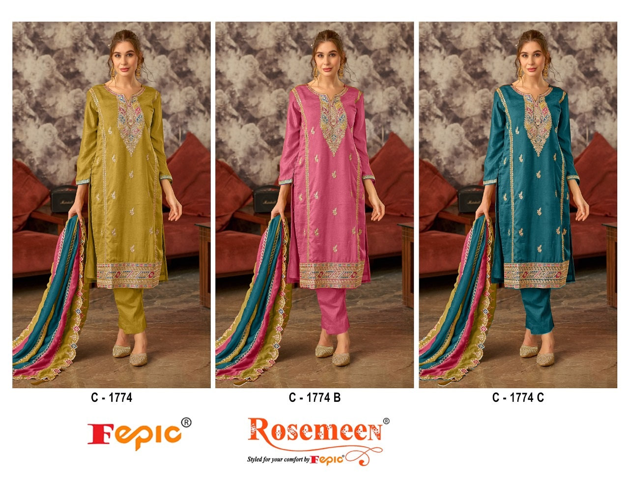 1774 Fepic Silk Pakistani Salwar Suits