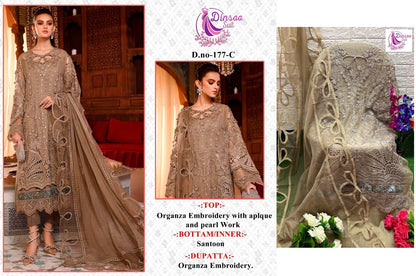 177 Dinsaa Suit Organza Pakistani Salwar Suits