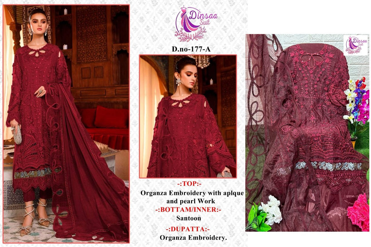 177 Dinsaa Suit Organza Pakistani Salwar Suits