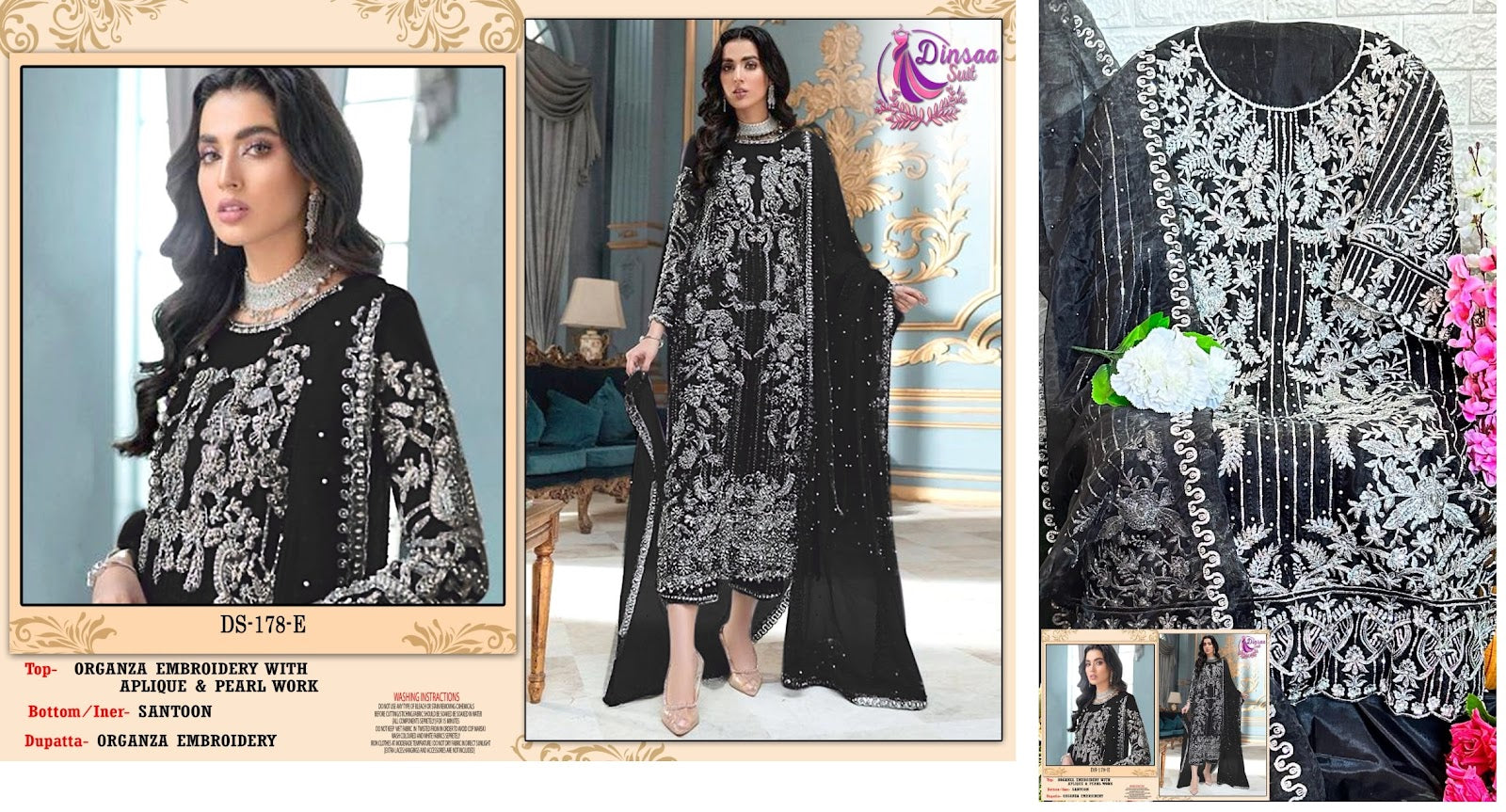 178 Dinsaa Suit Organza Pakistani Salwar Suits