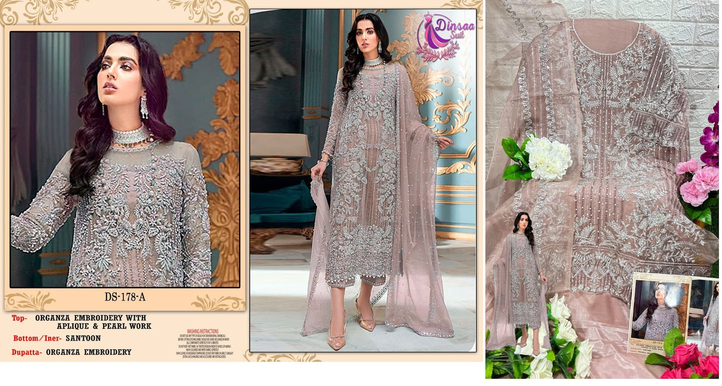 178 Dinsaa Suit Organza Pakistani Salwar Suits