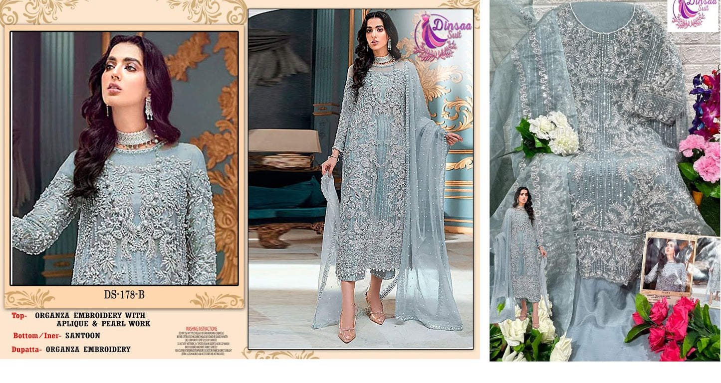 178 Dinsaa Suit Organza Pakistani Salwar Suits