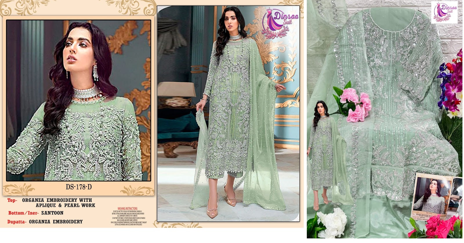 178 Dinsaa Suit Organza Pakistani Salwar Suits