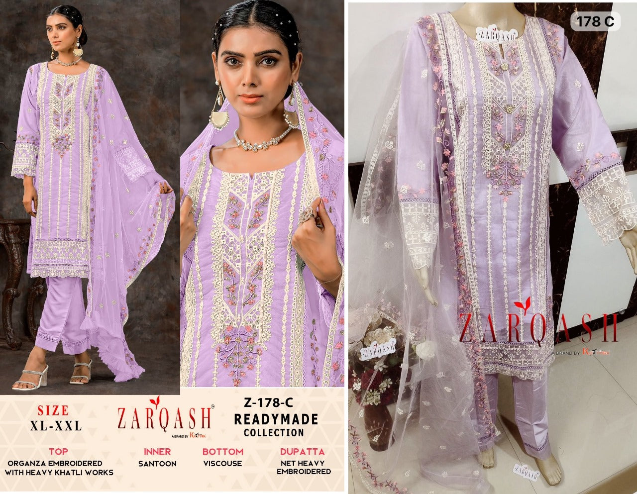 178 Zarqash Organza Pakistani Readymade Suits
