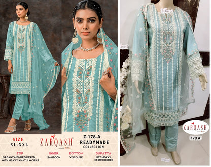 178 Zarqash Organza Pakistani Readymade Suits