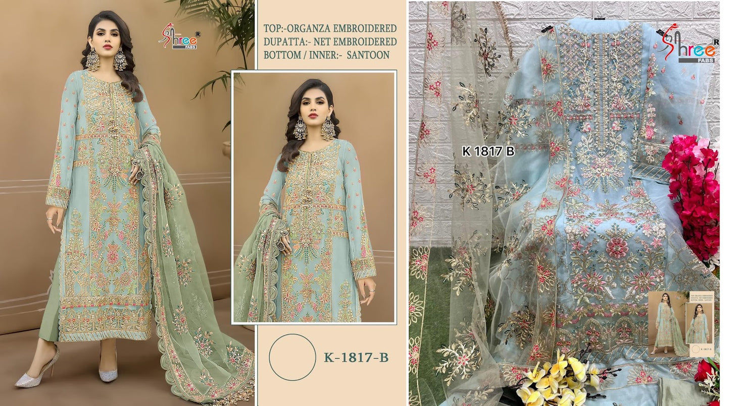 1817 Shree Fabs Organza Pakistani Salwar Suits