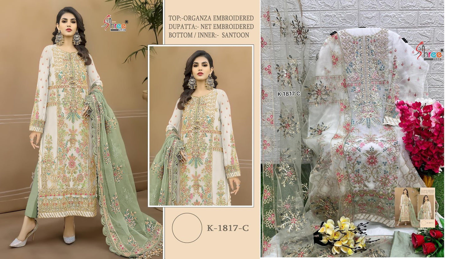 1817 Shree Fabs Organza Pakistani Salwar Suits
