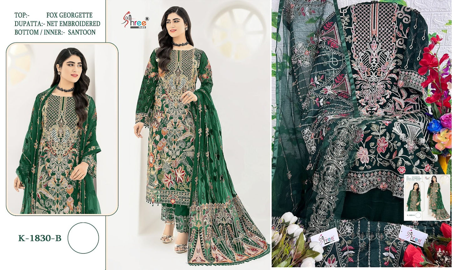 1830 Shree Fabs Georgette Pakistani Salwar Suits