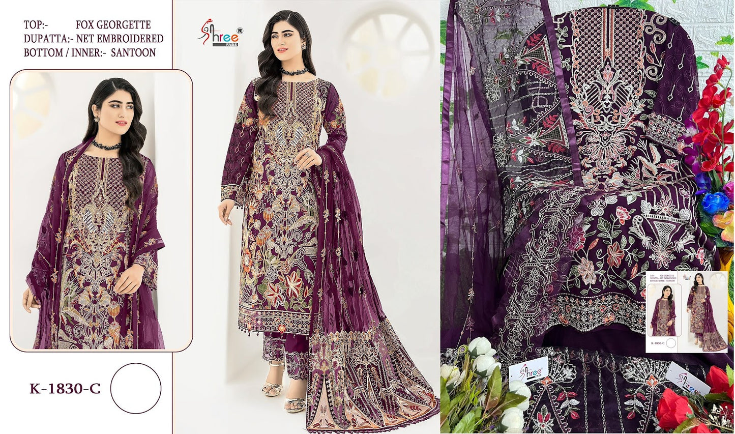 1830 Shree Fabs Georgette Pakistani Salwar Suits