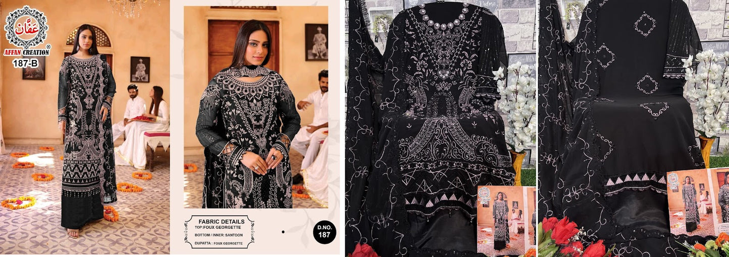 187 Affan Creation Fox Georgette Pakistani Salwar Suits