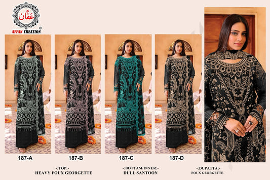 187 Affan Creation Fox Georgette Pakistani Salwar Suits