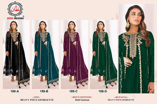 189 Affan Creation Georgette Pakistani Patch Work Suits
