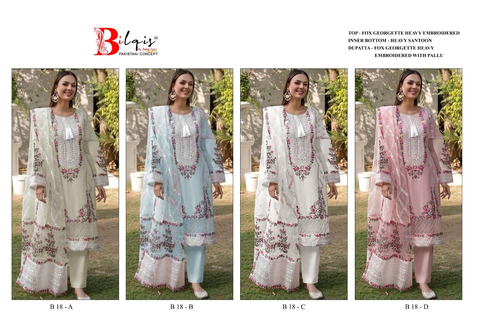 18 Bilqis Fox Georgette Pakistani Salwar Suits