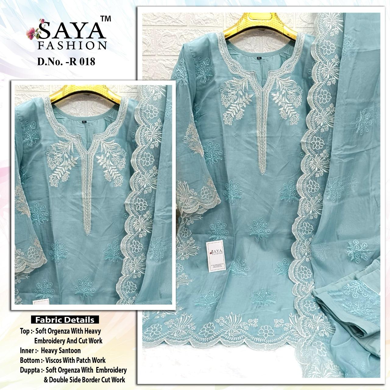 18 Saya Fashion Organza Pakistani Readymade Suits