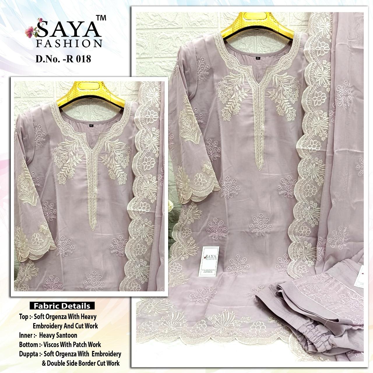 18 Saya Fashion Organza Pakistani Readymade Suits