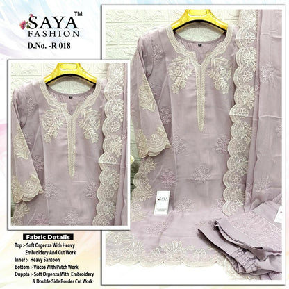 18 Saya Fashion Organza Pakistani Readymade Suits