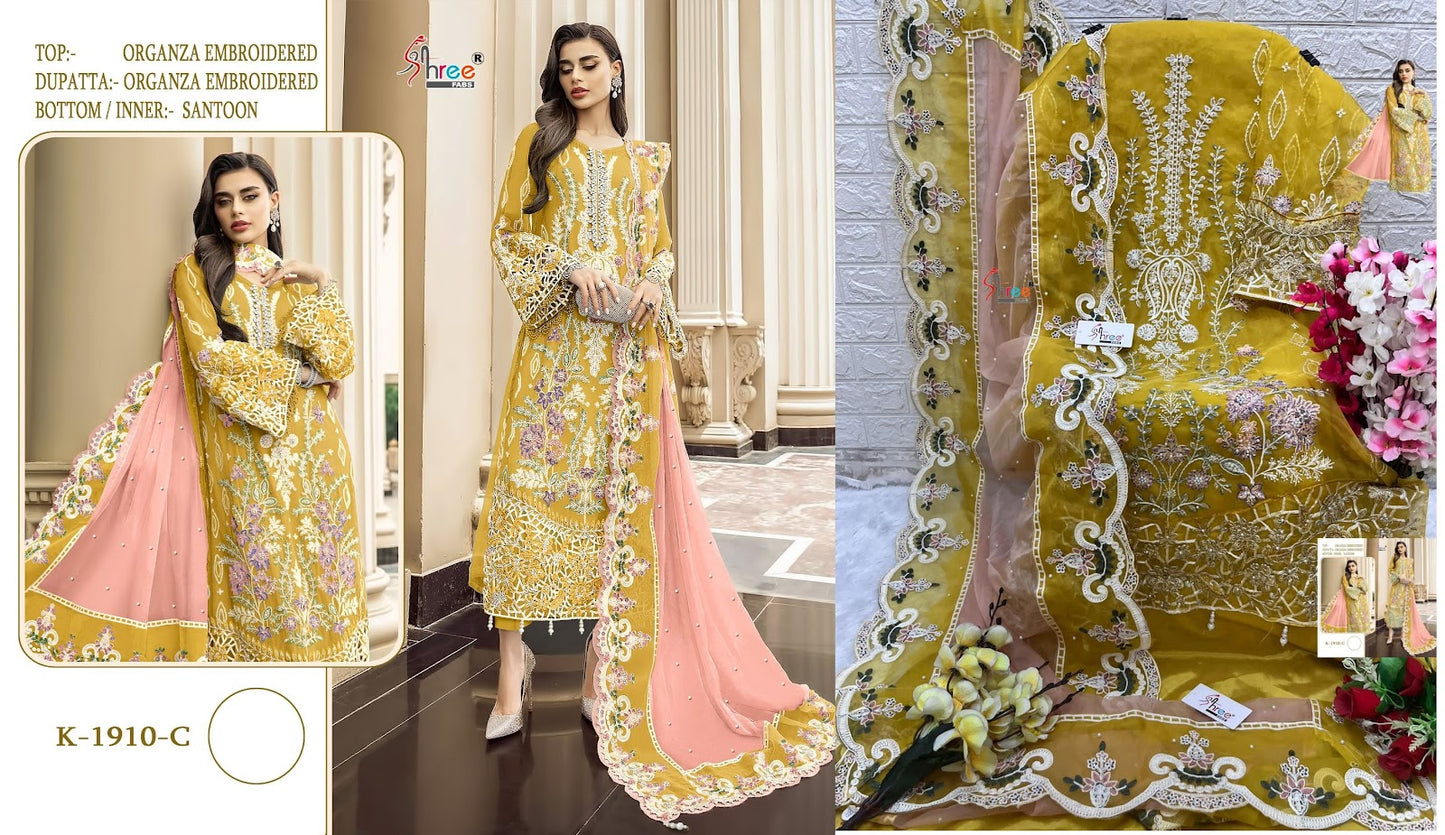 1910 Shree Fabs Organza Pakistani Salwar Suits