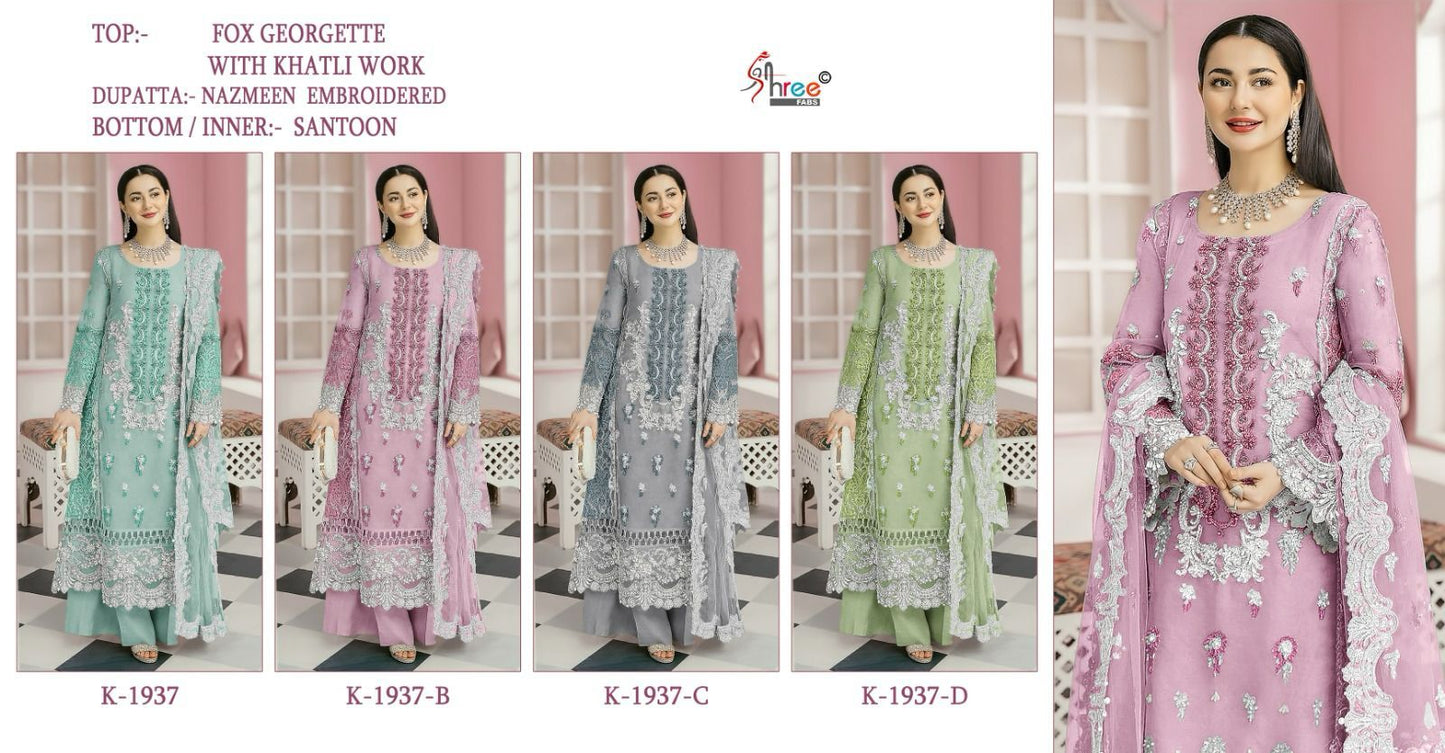 1937 Shree Fabs Fox Georgette Pakistani Salwar Suits