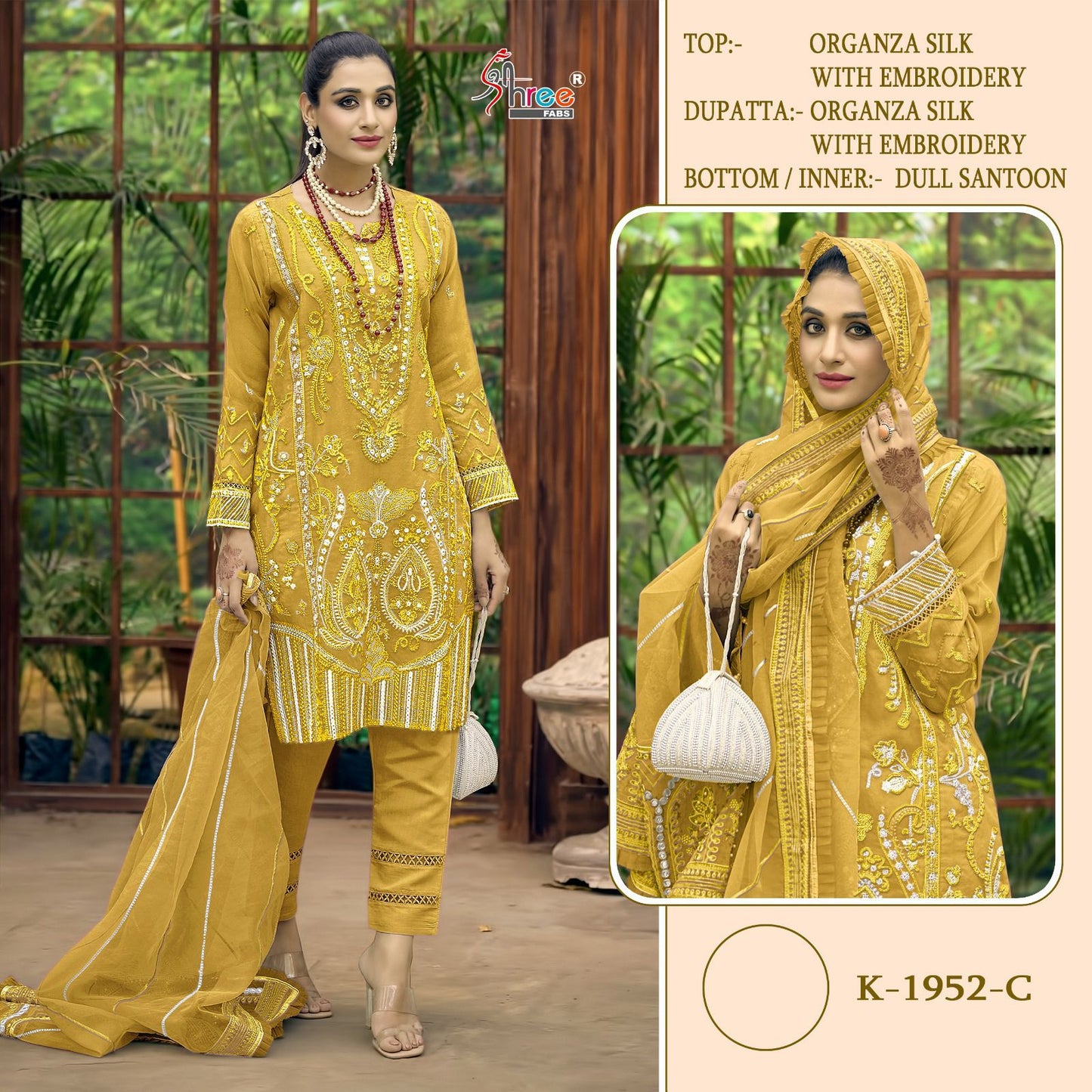 1952 Shree Fabs Organza Pakistani Salwar Suits