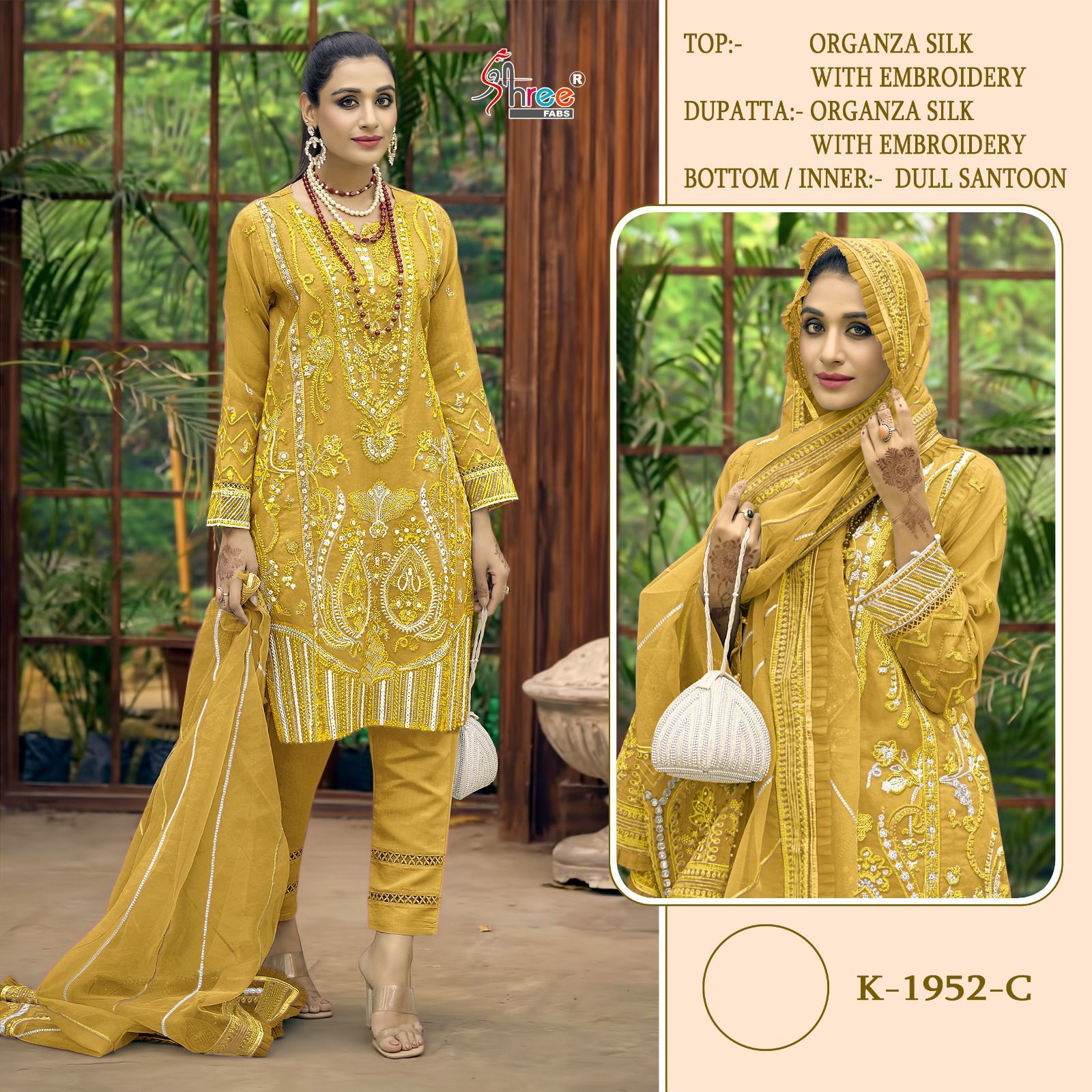 1952 Shree Fabs Organza Pakistani Salwar Suits
