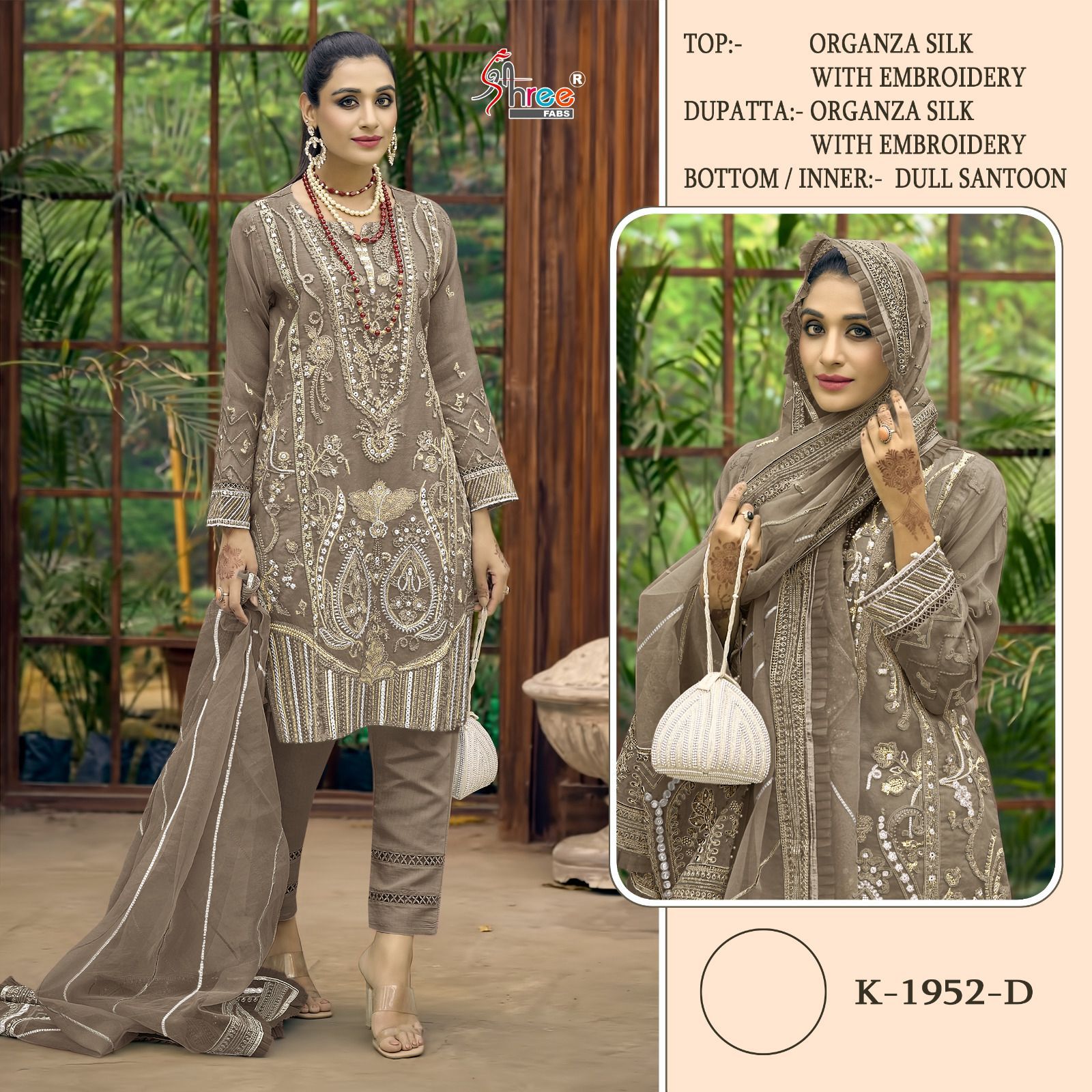 1952 Shree Fabs Organza Pakistani Salwar Suits