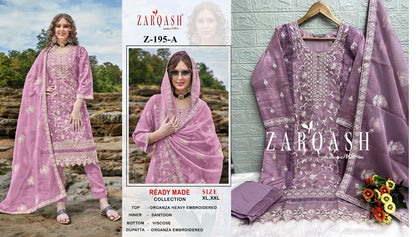 195 Zarqash Organza Pakistani Readymade Suits