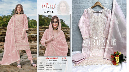 195 Zarqash Organza Pakistani Readymade Suits