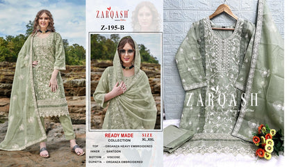 195 Zarqash Organza Pakistani Readymade Suits