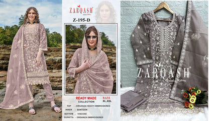 195 Zarqash Organza Pakistani Readymade Suits
