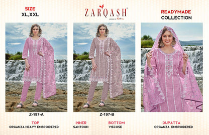 197 Zarqash Organza Pakistani Readymade Suits