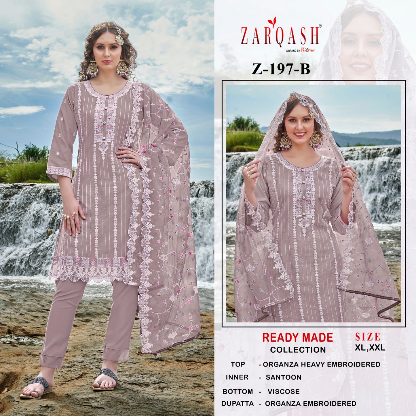 197 Zarqash Organza Pakistani Readymade Suits