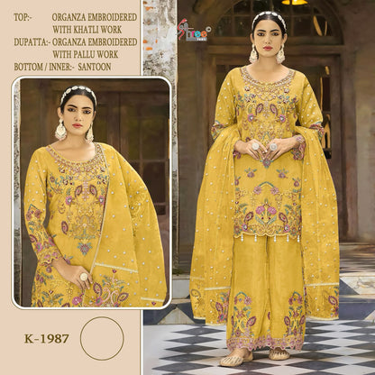 1987 Shree Fabs Organza Pakistani Salwar Suits