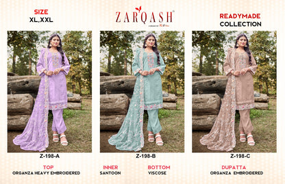 198 Zarqash Organza Pakistani Readymade Suits