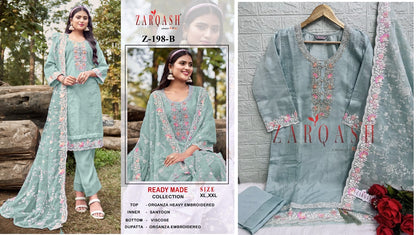 198 Zarqash Organza Pakistani Readymade Suits