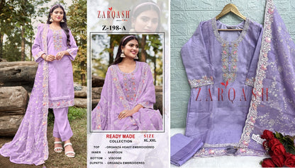 198 Zarqash Organza Pakistani Readymade Suits