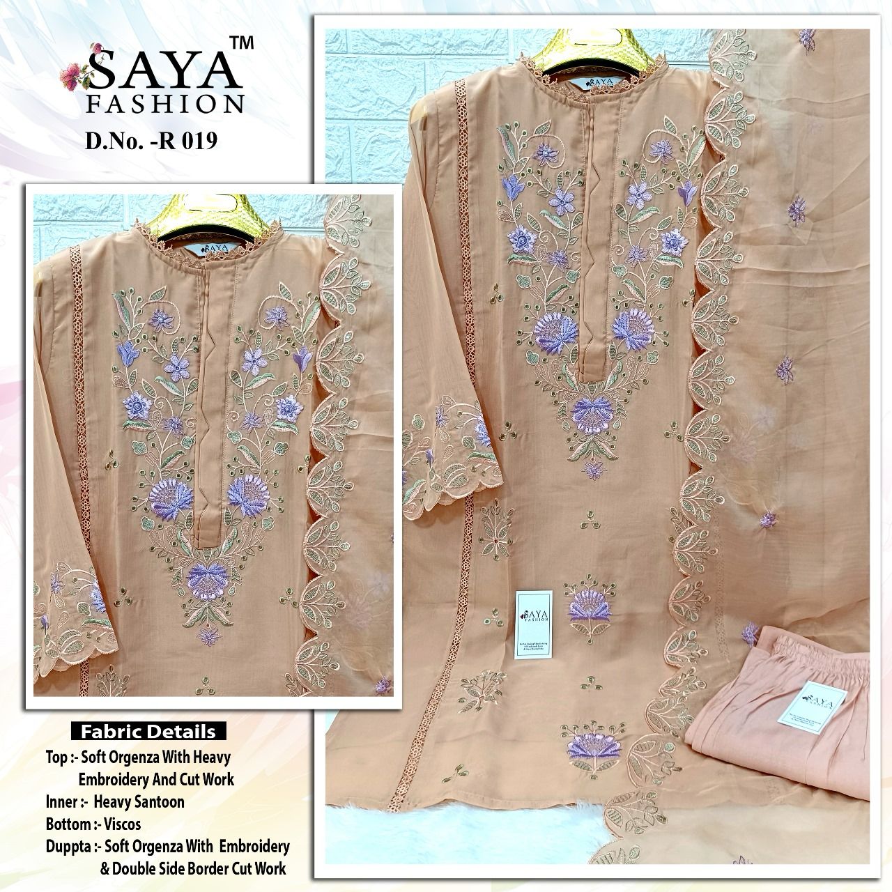 19 Saya Fashion Organza Pakistani Readymade Suits