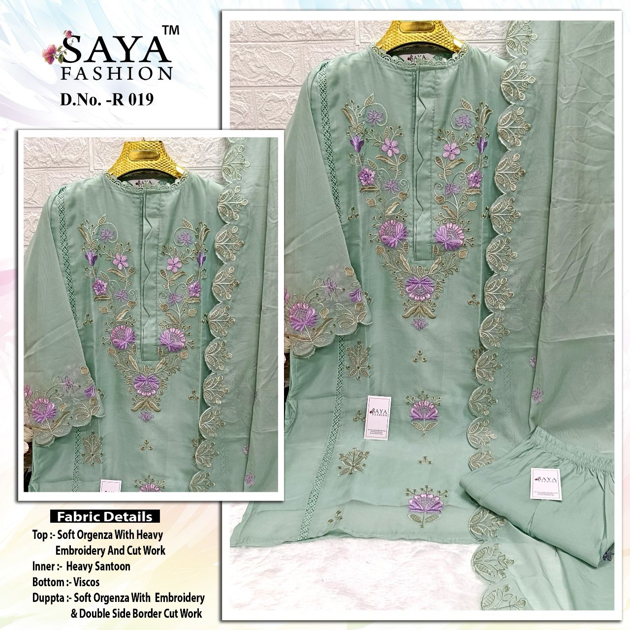 19 Saya Fashion Organza Pakistani Readymade Suits