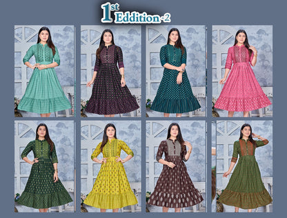 1St Eddition-2 Mlm Kalash Lifestyle Rayon Anarkali Kurtis