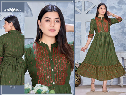1St Eddition-2 Mlm Kalash Lifestyle Rayon Anarkali Kurtis